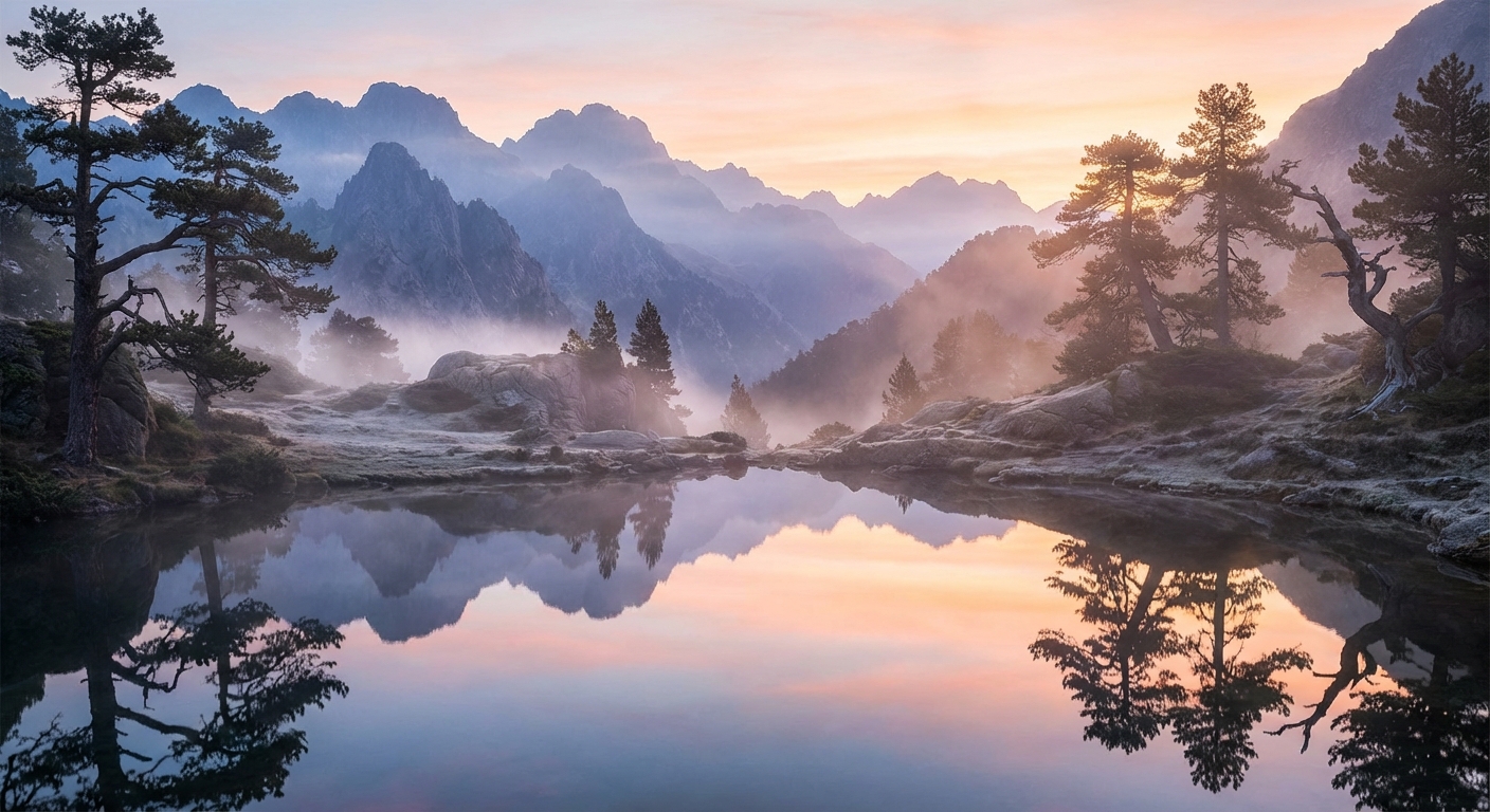 Mystical Mountain Valley at Dawn