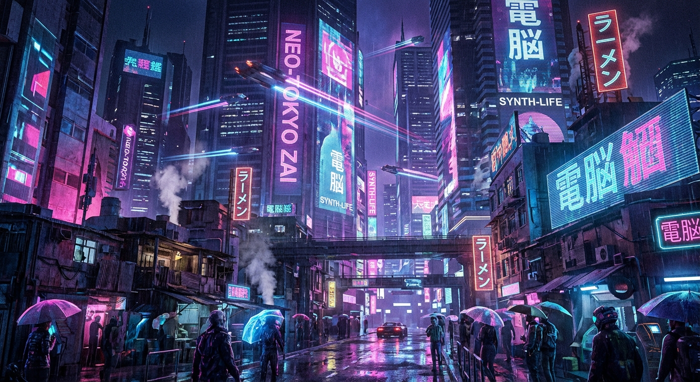 Cyberpunk City Nightscape 2085